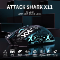 LexonElec x Attack Shark X11 bezdrátová herní myš s RGB magnetickou nabíjecí kolébkou, senzor PixArt PAW3311, ultralehká 59 g tě